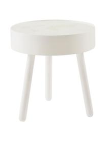 Table ronde bois blanc avec éclairage LED intégré Monroy, Blanc, Ø 40 x haut. 42 cm