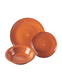 Handbemaltes Geschirr-Set Baita, 6 Personen (18er-Set), Steingut, Rottöne, Beige, 6 Personen (18er-Set)