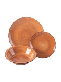 Handbemaltes Geschirr-Set Baita, 6 Personen (18er-Set), Steingut, Rottöne, Beige, 6 Personen (18er-Set)