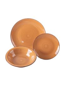 Handbemaltes Geschirr-Set Baita, 6 Personen (18er-Set), Steingut, Rottöne, Beige, 6 Personen (18er-Set)