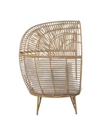 Korbsessel Oval aus Rattan, Braun, Weiß, 115 x 148 cm