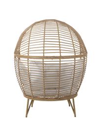 Korbsessel Oval aus Rattan, Braun, Weiss, 115 x 148 cm