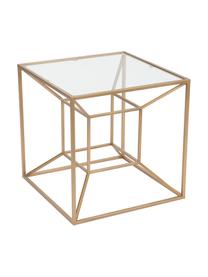 Stolik kawowy Cubo, Blat: szkło, Stelaż: metal powlekany, Odcienie złotego, transparentny, S 50 x G 50 cm
