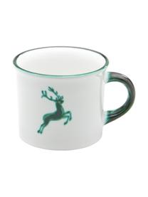 Handbeschilderde koffiemok Green Deer, Keramiek, Groen, wit, 240 ml