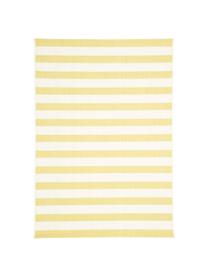 Tapis d'extérieur à jeu de rayures jaunes Axa, 86 % polypropylène, 14 % polyester, Blanc crème, jaune, larg. 160 x long. 230 cm (taille M)