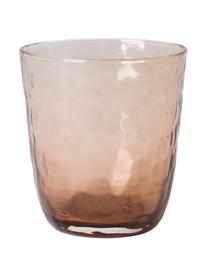 Mondgeblazen waterglazen Hammered met oneven oppervlak, 4 stuks, Glas, Bruin, Ø 9 x H 10 cm, 500 ml