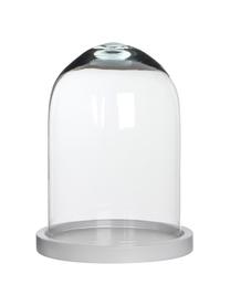 Glasglocke Hella, Glocke: Glas, Untersetzer: Holz, lackiert, Glocke: Transparent Untersetzer: Weiss, Ø 18 x H 23 cm