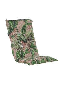 Hoog tuinstoelkussen Lenny met tropische print, Taupe, groen, bruin, zwart, 50 x 123 cm