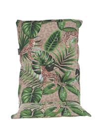 Hoog tuinstoelkussen Lenny met tropische print, Taupe, groen, bruin, zwart, 50 x 123 cm