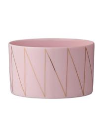 Teelichthalter Stripey, Porzellan, Pink, Goldfarben, Ø 9 x H 5 cm