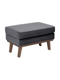 Sofa-Hocker Alva aus Samt in Dunkelgrau mit Buchenholz-Füssen, Bezug: Samt (Hochwertiger Polyes, Gestell: Massives Kiefernholz, Samt Dunkelgrau, B 74 x T 44 cm