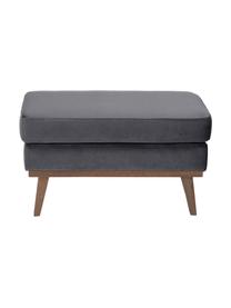 Sofa-Hocker Alva aus Samt in Dunkelgrau mit Buchenholz-Füssen, Bezug: Samt (Hochwertiger Polyes, Gestell: Massives Kiefernholz, Samt Dunkelgrau, B 74 x T 44 cm