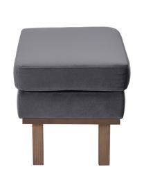 Sofa-Hocker Alva aus Samt in Dunkelgrau mit Buchenholz-Füssen, Bezug: Samt (Hochwertiger Polyes, Gestell: Massives Kiefernholz, Samt Dunkelgrau, B 74 x T 44 cm