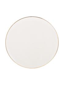 Platos postre artesanales Allure, 6 uds., Cerámica, Blanco, dorado, Ø 21 cm