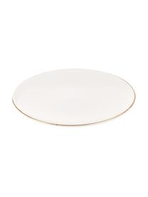 Platos postre artesanales Allure, 6 uds., Cerámica, Blanco, dorado, Ø 21 cm