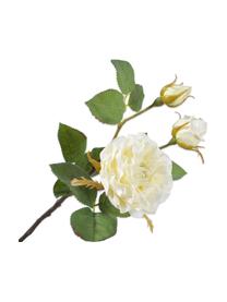 Branche de rose artificielle, blanche, Plastique, câble métallique, Blanc, long. 48 cm
