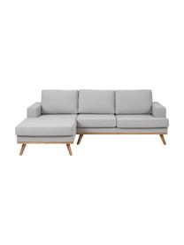 Ecksofa Norwich in Hellgrau mit Buchenholz-Füßen, Bezug: Polyester, Beine: Buchenholz, gebeizt, Webstoff Hellgrau, B 233 x T 148 cm