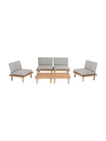 Modulaire houten loungeset Viridis, 6-delig, Frame: gelakt acaciahout, Bekleding: 100% polyester, Acaciahout, grijs, Set met verschillende formaten