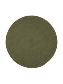 Tapis rond khaki en coton recyclé Moon, Kaki