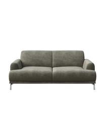 Sofa z imitacją skóry Puzo (2-osobowa), Tapicerka: 100% poliester imitujący , Nogi: metal lakierowany, Szary, S 170 x G 84 cm