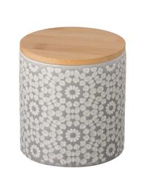 Barattolo con coperchio Abella, Coperchio: legno di bambù, Barattolo: grigio chiaro, bianco Coperchio: bambù, Ø 11 x Alt. 12 cm