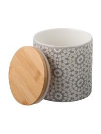 Aufbewahrungsdose Abella, Ø 11 x H 12 cm, Dose: Keramik, Deckel: Bambus, Dose: Zementgrau, Weiß<br>Deckel: Bambus, Ø 11 x H 12 cm