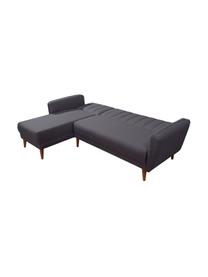 Leinen-Ecksofa Aqua (3-Sitzer) mit Schlaffunktion, Bezug: Leinen, Gestell: Hornbaumholz, Metall, Füße: Holz, Grau, B 225 x T 145 cm