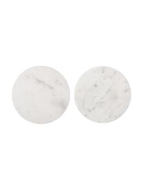 Set 2 piatti piani in marmo Marble, Ø 18 cm, Marmo, Bianco marmorizzato, dorato, Ø 18 cm