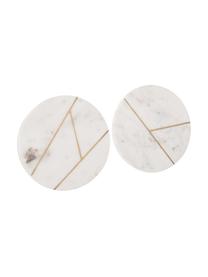 Marmorplatten-Set Marble Ø 18 cm, 2er-Set, Marmor, Weiss, marmoriert, Goldfarben, Ø 18 cm