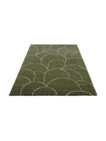 Hochflorteppich Desso in Grün mit grafischem Muster, 100% Polypropylen, Waldgrün, Creme, B 80 x L 150 cm (Größe XS)
