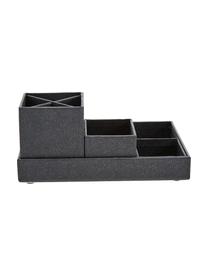 Set organizador de escritorio Lena, 4 pzas., Cartón macizo, estampado apariencia de madera, Negro, Set de diferentes tamaños