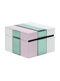 Schmuckbox Pastel aus Glas, Box: Mitteldichte Holzfaserpla, Weiß, Mint, Rosa, B 13 x H 9 cm