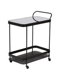 Carrello da portata con piastra a specchio Joya, Struttura: metallo rivestito, Nero, Larg. 63 x Alt. 76 cm