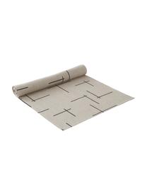 Linnen tafelloper Merrin met boho patroon, 100% linnen, Beige, zwart, B 40 x L 140 cm