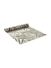 Runner in cotone biologico con motivo zebra Zadie, 100% cotone, Verde oliva, bianco crema, Larg. 40 x Lung. 140 cm