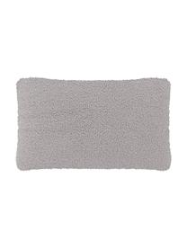 Housse de coussin rectangulaire tissu peluche gris clair Mille, 100 % polyester (tissu peluche), Gris clair, larg. 30 x long. 50 cm