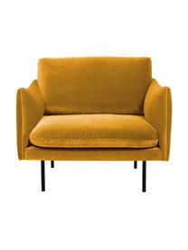 Poltrona in velluto Moby, Rivestimento: velluto (rivestimento in , Struttura: legno di pino massiccio, , Gambe: metallo verniciato a polv, Velluto giallo senape, Larg. 90 x Prof. 90 cm