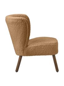 Teddy cocktailfauteuil Robine, Bekleding: teddy (polyester) Met 20., Poten: berkenhout, gelakt, Teddy beige, B 63 x D 73 cm