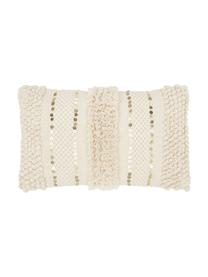 Kissenhülle Jolina mit dekorativer Verzierung, 100% Baumwolle, Beige, B 30 x L 50 cm