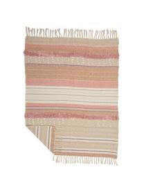 Plaid Madison in Rosa/Beige mit Lurexfäden, 75% Baumwolle, 25% Acryl, 5% Lurexfäden, Beige, Pink, Weiss, 130 x 170 cm