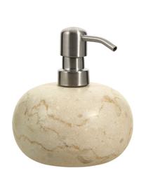 Marmor-Seifenspender Luxor, Pumpkopf: Rostfreier Stahl, Beige, marmoriert, Silberfarben, Ø 12 x H 13 cm