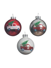 Set 3 palline di Natale Cars, Ø 6 cm, Bianco, rosso, argentato, Ø 8 cm