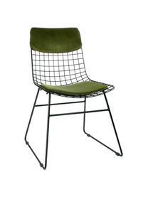 Set de coussins en velours pour chaise en métal Wire, 2 élém., Vert, Lot de différentes tailles