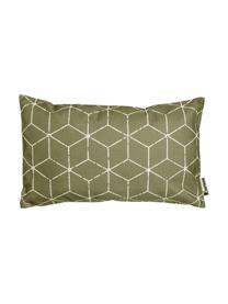 Outdoor kussen Cube met grafisch patroon in groen/wit, met vulling, 100% polyester, Groen, wit, 30 x 50 cm