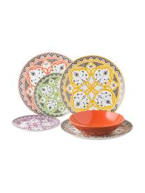 Gekleurde serviesset Marocco, 6 personen (18-delig), Multicolour, Set met verschillende formaten