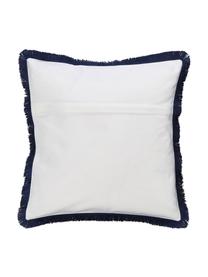 Poszewka na poduszkę z bawełny organicznej Maila, 100% bawełna organiczna z certyfikatem GOTS, Biały, niebieski, S 45 x D 45 cm