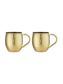 Mug Moscow Mule à surface martelée Spencer, 2 pièces, Acier inoxydable, émaillé, Couleur laitonnée, Ø 9 x haut. 10 cm