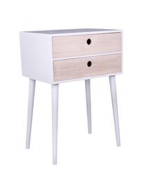 Mesilla de noche Rimini, Madera de paulownia, Beige, Blanco, An 45 x Al 67 cm