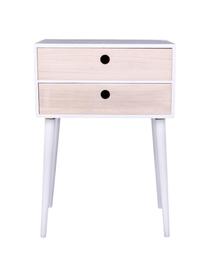 Mesilla de noche Rimini, Madera de paulownia, Beige, Blanco, An 45 x Al 67 cm