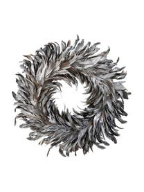 Couronne de Noël plumes Argento, Plumes, polystyrène, Gris, Ø 37 cm